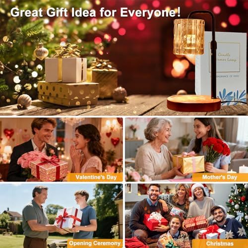 Candle Warmer Lamp with Timer and Dimmer 4-Level Dimmable Flower Light Heat Lamp for Jar Candles Adjustable Height Modern Cute Home Decor for Living Room Bedroom(Gold-Square) - Image 7