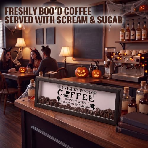 Novabright Halloween Wooden Coffee Bar Sign with Artificial Beans Decor - Image 4
