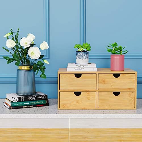 Bamboo Desk Drawer Organizer, Desktop Organizer with Drawers T(4 Drawes) - Image 2