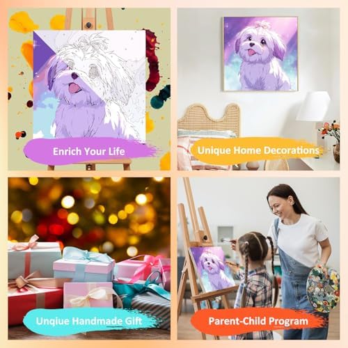 Dog Paint by Numbers Kit for Kids, 8x8 inch - Image 7