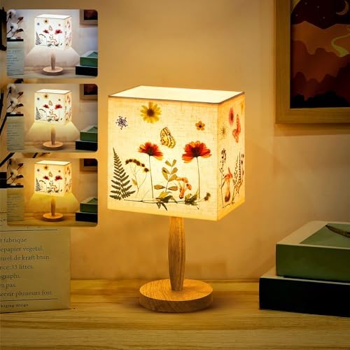 Hortsun Pressed Flower Vintage Table Lamp,Square by Hortsun