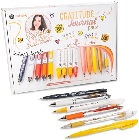 Pentel Carrie Walker Gratitude Writing and Journaling Kit, Gel Pens and Marker Variety Pack, Inspiring Color Palette, 14 Pieces by PentelofAmerica