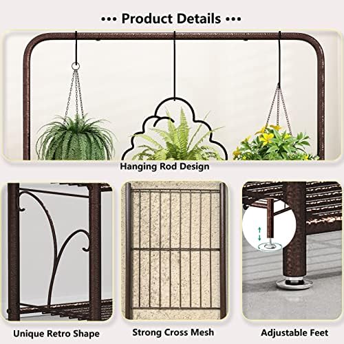 SORCEDAS Plant Stand Outdoor Indoor 3 Tier Metal with Hanging - Image 5