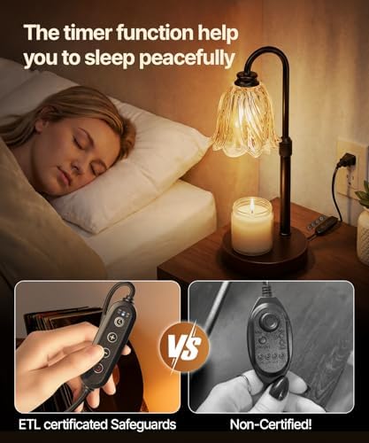 Candle Warmer Lamp with Timer Dimmer,2 Bulbs, Floral - Image 5