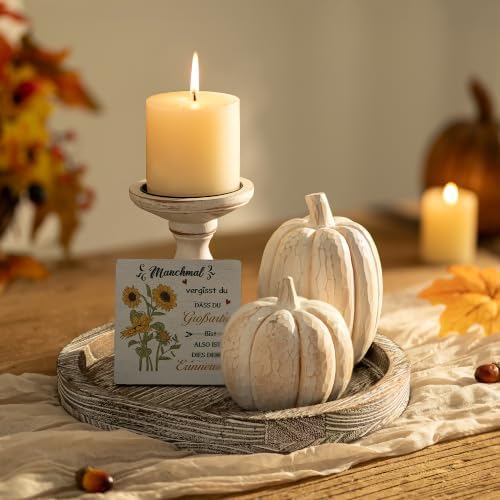 Hanobe Round Wooden Candlestick Holder Trays, Whitewash Finish, 11-inch - Image 4