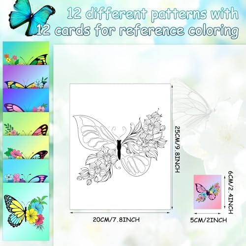 Affrolling 12 Pcs Pre Drawn Canvas for Painting for Adults 8 x 8 Inch Canvas Painting Kits Stretched with Drawing Ready to Paint Beginner Artists Date Night Party Supplies(Butterfly) - Image 2