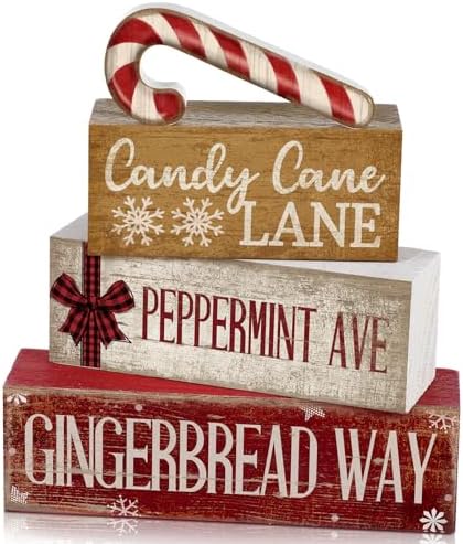 Moucuny 4 Pcs Christmas Table Decor Wooden Candy Cane Decoration Farmhouse by Moucuny