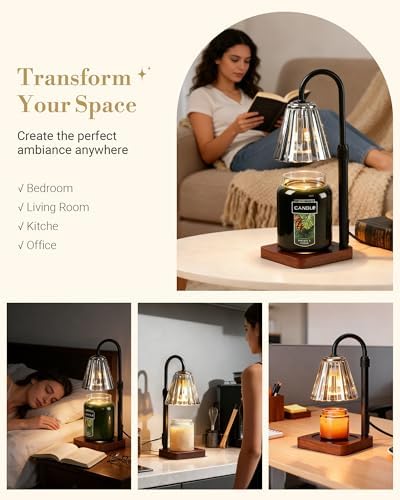 Marycele Black Candle Warmer Lamp with Timer, Vintage Wax Warmer Home Gifts - Image 5