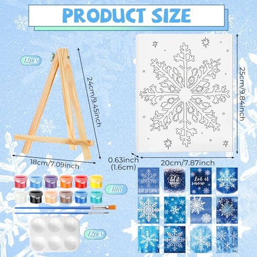 Zhanmai 12 Set Paint and Sip Kit for Adult 8''x10'', Winter Snowflake - Image 2