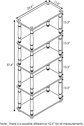 Furinno Turn-N-Tube 5-Tier Multipurpose Shelf / Display Rack / Storage Shelf / Bookshelf, Classic Tubes, Americano/Black - Image 3