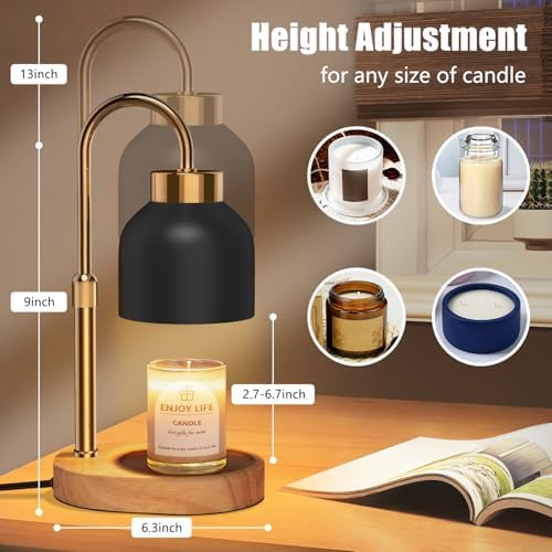 seenlast Candle Warmer Lamp with Dimmer Adjustable Height, 2/4/8H Timer,Vintage Home Decor for Scented Jar - Image 3