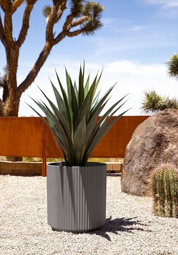 Veradek Round Demi Planter Pots for Indoor/Outdoor Garden Use | Made from Plastic - Concrete Mix with Drainage Holes | Perfect for Small to Large Succulent Plants, Flowers, Modern Interior Plants - Image 6