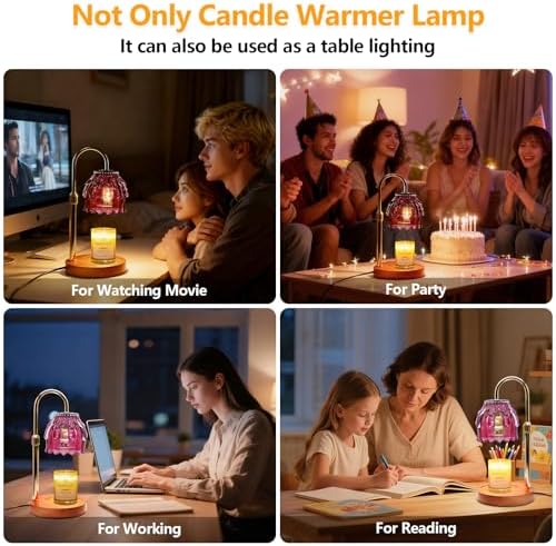 Candle Warmer Lamp with Timer & Dimmer, Birthday Gifts for Women Mom, 4-Level Dimmable Flower Heat Lamp for Jar Candles, Adjustable Height, House Warming Gifts, Home Decor (Purple - Image 6