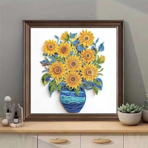 Diamond Art Kits for Adults Beginner,Sunflower Vase Diamond Painting Kits - Image 2