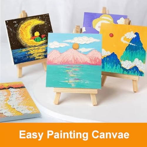 30 Pack Mini Canvas and Easel Set, 4 x 4 inch Small Canvases for Painting - Image 7