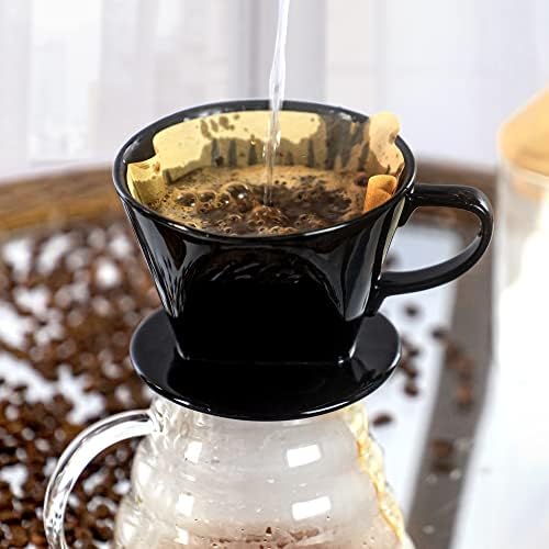 Pour Over Ceramic, Coffee Dripper Ceramic Coffee Maker,Black - Image 4