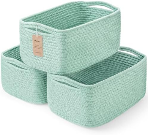 3 Pack Storage Baskets for Organizing, 13.7×9.5×6.3", Cream Green by MaxuniTechLife
