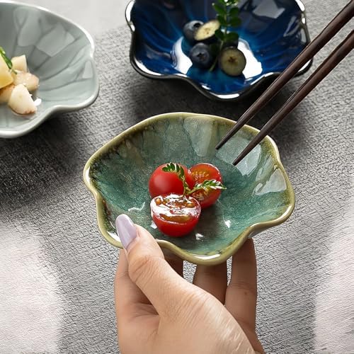 2Pcs Ceramic Jewelry Dish - Lotus Leaf Shape, for Ring Holder Necklace Small Key, Suitable for Mother Friend Sister, Gifts for Women, Cute Plate Trinket Tray, Home Decor (Crystal Green & Blue) - Image 4