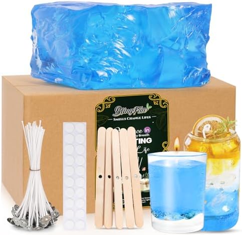 Blingfun Clear Wax for Candle Making-DIY Aromatherapy Candle Making Gel raw Materials, can add Dried Flowers/Fragrance, smokeless Safe Candle Materials, Birthday Christmas Gift Decoration (Blue) by Blingfun