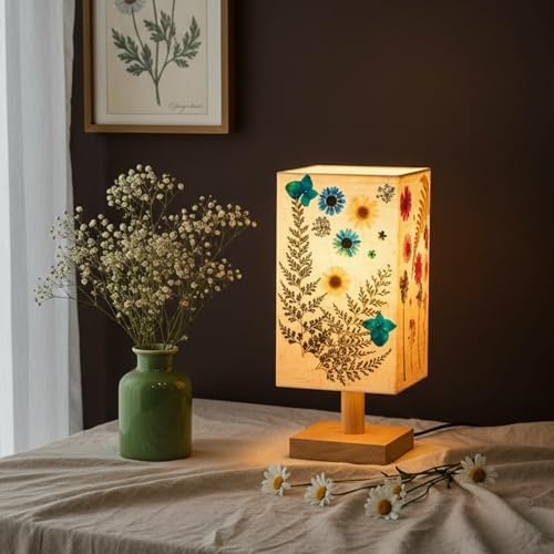 Hortsun Pressed Flower Vintage Table Lamp,Rectangle - Image 4