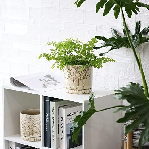 6 Inch Indoor Plant Pots with Drainage Holes and Saucers, Ceramic Planter for Plants, Flower Pot - Set of 2 - Image 7
