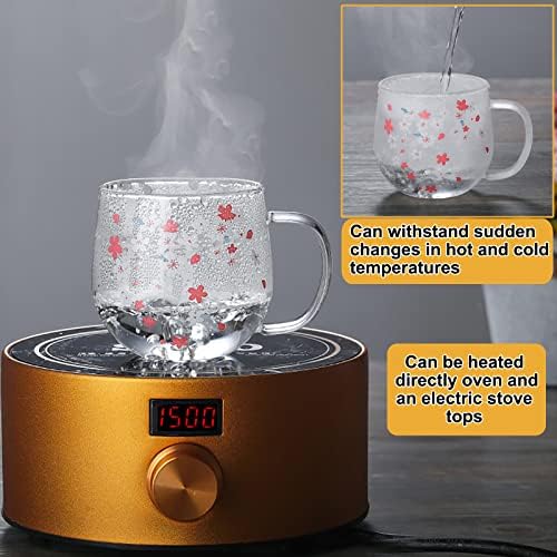 Cherry Blossom Glass Cup and Coaster, Glass Teacup with Infuser and Lid, 300ml Clear Pink Flower Tea Infuser Mug Heat Resistance Borosilicate Glass Drinking Cup, Ideal for Tea Lovers - Image 6