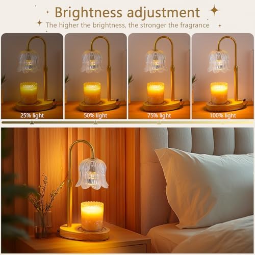 CRMILL Candle Warmer Lamp Electric Timer - Candles Height Control Dimmable Warmers Scented Lamps No Flame Heat Warm Melt Wax Jar Modern Home Decor Table Lights for Home Living Bedroom - Image 3