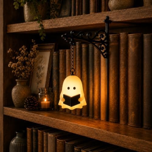 Library Lantern Mini Bookshelf Lamp, Ghost Nook Light Vintage Bookshelf Light for Book Nook Home Library Study Reading Corner (Yellow) by TChilyn