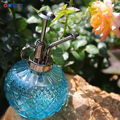 OFFIDIX Glass Plant Mister Vintage Spray Bottle Blue Spritzer with Top Pump - Image 6