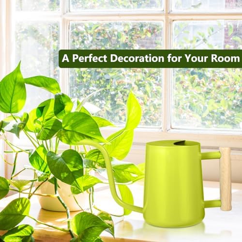 Watering Can Indoor Plants, 35oz Small Stainless Steel Metal Watering Can Modern Decorative Watering Pot with Long Spout for Indoor House Plant Bonsai Garden Flowers (Bright Green) - Image 3