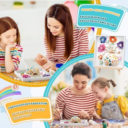 Fuyoooo DIY Vase Mosaic Painting Kit, 7.87 x 7.87 x 0.79 Inches DIY Arts and Craft Kits with Vase Flower Mosaic Painting Accessories, Handmade Sticker Gem Art Kit Gift Christmas Room Decor - Image 3
