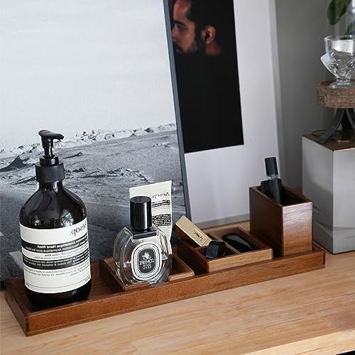 Wood Vanity Tray Set, 6-Piece Countertop Organizer for Small Items - Image 2
