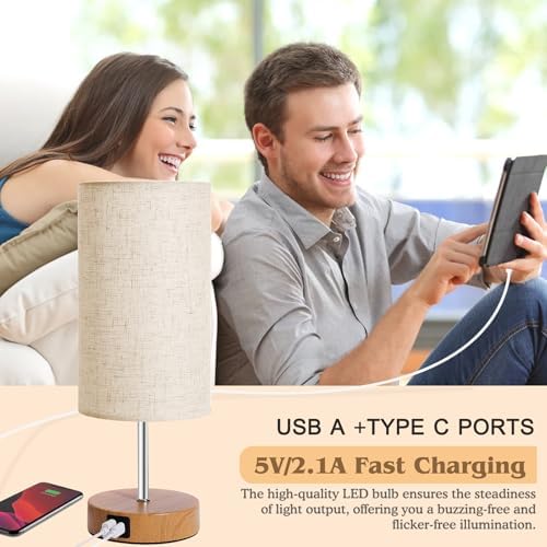 UNIFUN Nightstand Lamp, Touch Dimmable with USB-C Charging & Bulb - Image 6