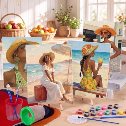 Sherr 140 Pcs 20 Set Pre Drawn Canvas Painting Kit, Summer - Image 6