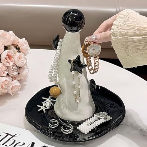 Witch's hat Ring Holder,Ring Dish,Jewelry Holder Trinket Tray for Rings Earrings Necklace Organizer,Bridesmaid Christmas Birthday Gift for Women Girls(Black) - Image 6