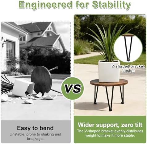 Vigordream Metal Plant Stand Indoor, Heavy Duty Wood Single Planter Holder - Image 6