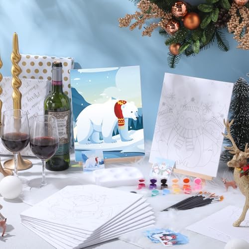 Sherr 12 Pcs Pre Drawn Canvas for Adults,Winter Xmas,8 x 10 Inch - Image 2