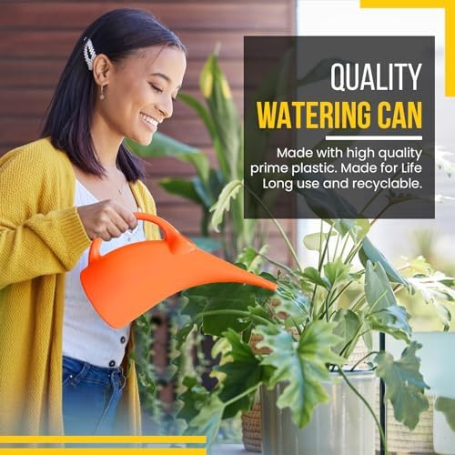 KP KOOL PRODUCTS 1/2 Gallon Watering Can - Small Indoor/Outdoor Plastic Waterer - Orange - 1 Pack - Image 4