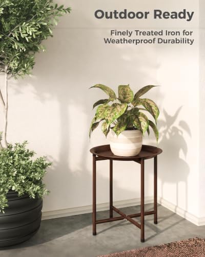 Bamworld Plant Stand Indoor Tall Plant Table Outdoor Plant Stool Brown - Image 2