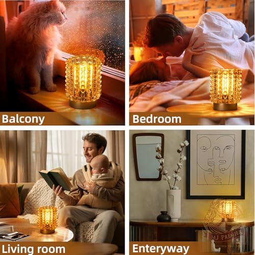 Battery Operated Lamp Timer, Small Cordless Lamp Decorative, Yellow - Image 5