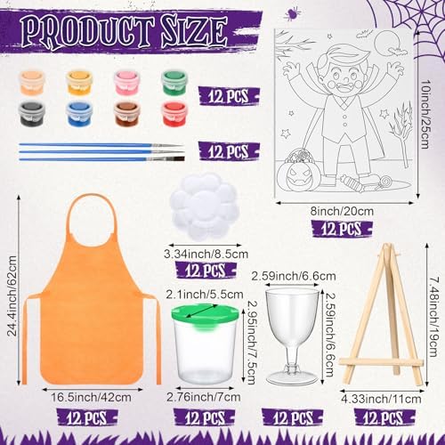 Sherr 96 Pcs 12 Set Pre Drawn Canvas Painting Kits, Halloween - Image 2
