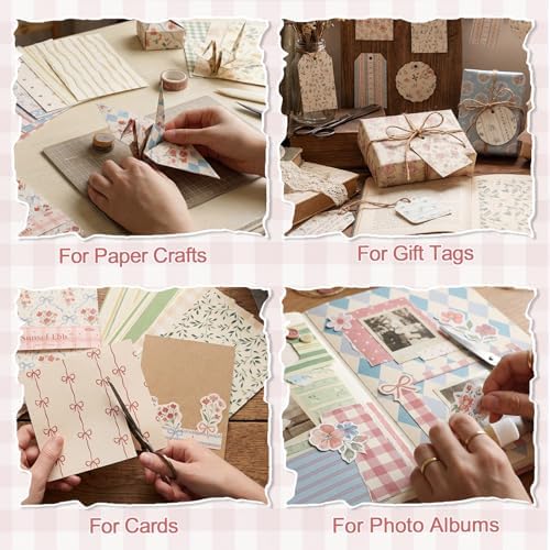 BESARME 60 Sheets Scrapbook Paper 5.5×8.3 in Double Sided Floral - Image 5