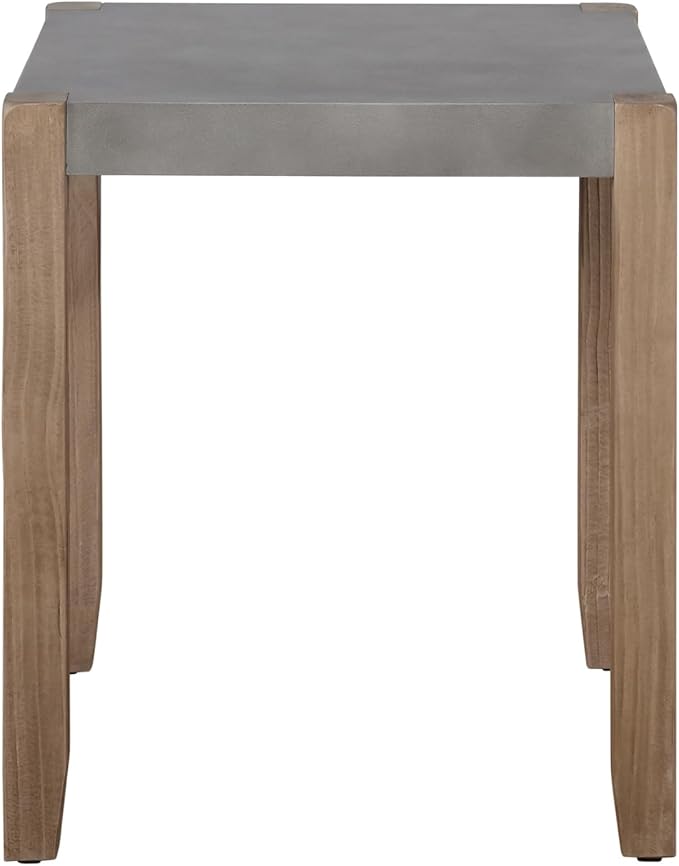 Newport Modern Rustic Industrial End Table – 21” Square Faux Concrete Top with Light Amber Wood Frame – Durable & Easy Assembly Side Table for Living Room, Bedroom, or Lounge by Alaterre Furniture