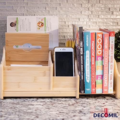 DECOMIL Bamboo Desk Organizer, Wood Desktop Shelf, Perfect Office Decor for Office Supplies Storage, Multifunction Desktop Organizer Shelf - Image 3