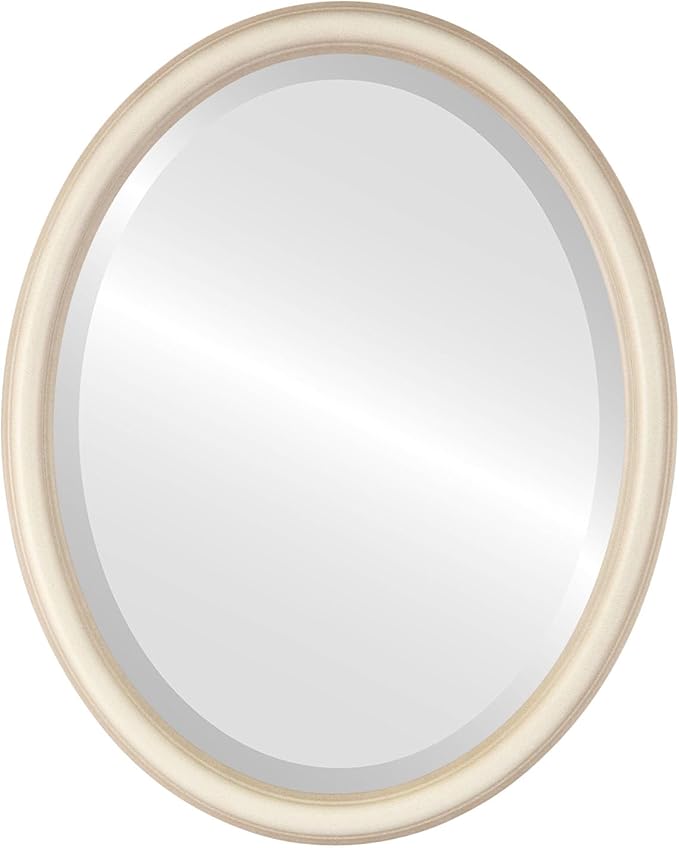 OVALCREST Oval Beveled Wall Mirror for Home Decor - Saratoga Style - Taupe - 18x22 Outside Dimensions