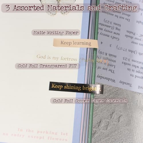 Quote and Sayings with Bible Verses Stickers for Journaling, 846Pcs Word Stickers, 24 Sheets Gold Foil Small Talk Sticker Book for Junk Journal Supplies, Scrapbooking, Bujo, Card Making - Image 6