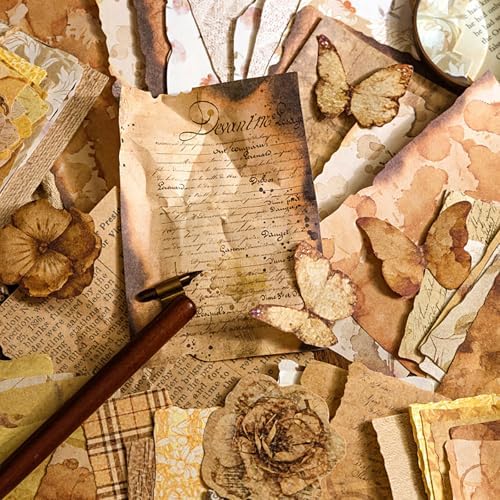 100 Sheets Vintage Scrapbook Papers Journaling Scrapbooking Supplies Kit by wearecuuuuute