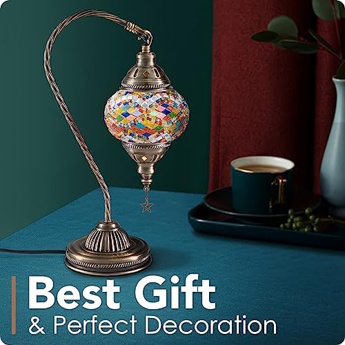 Yarra-Decor Turkish Moroccan Mosaic Lamp, Stained Glass, Bronze, Blue1 - Image 3