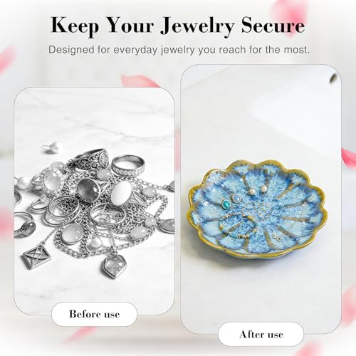 SEEDUSTRY Ceramic Jewelry Tray, Petal Ring Dish, Small Ceramic Jewelry Trinket Holder, Desktop Decoration, Dainty‌ Plate for Rings, Earrings, Necklace, Gifts for Mother Girlfriend Daughter Sister - Image 4