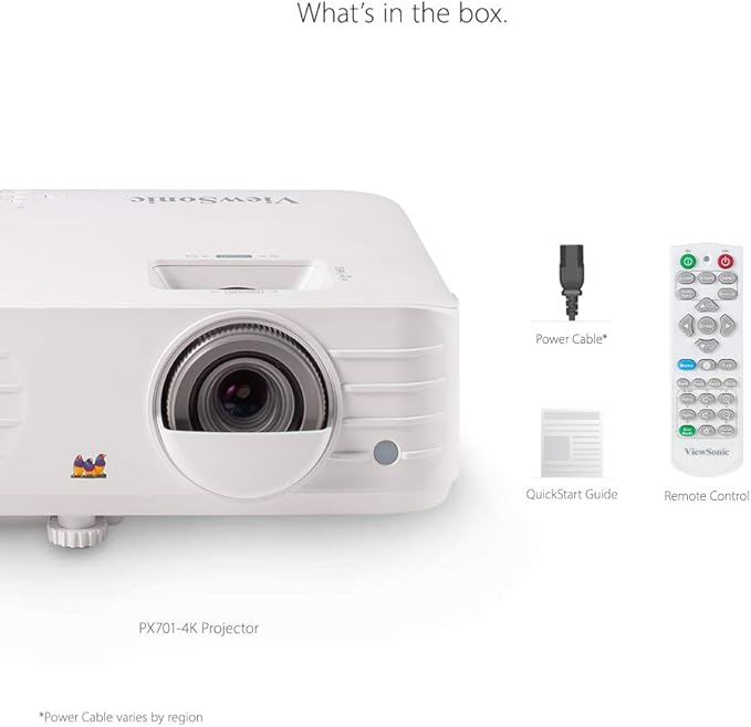 ViewSonic PX701-4K UHD 4K Projector with 3200 Lumens, 240Hz, 4.2ms, HDR, Auto Keystone, Dual HDMI for Home Theater